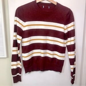 Maroon and Gold Retro 70s Striped Sweater